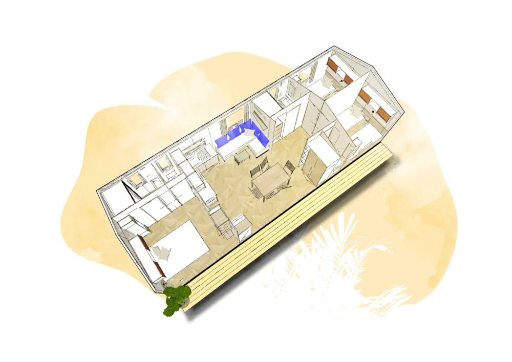 Location - Mobil-Home Premium | 40 M² | Terrasse Bois Couverte - Wellness Sport Camping Ax-les-thermes