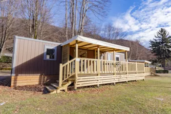 Mietunterkunft - Mobilheim Premium 6/8 Personen | 40 M² | Überdachte Holzterrasse - Wellness Sport Camping Ax-les-thermes