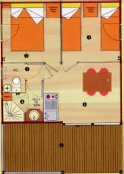 Chalet Peuplier Standard 26M² - 2 Chambres + Terrasse Couverte 10M² + Clim + Tv