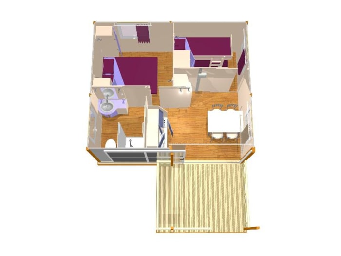 Chalet Bouleau Standard 20M² - 2 Chambres + Terrasse Couverte 10M²