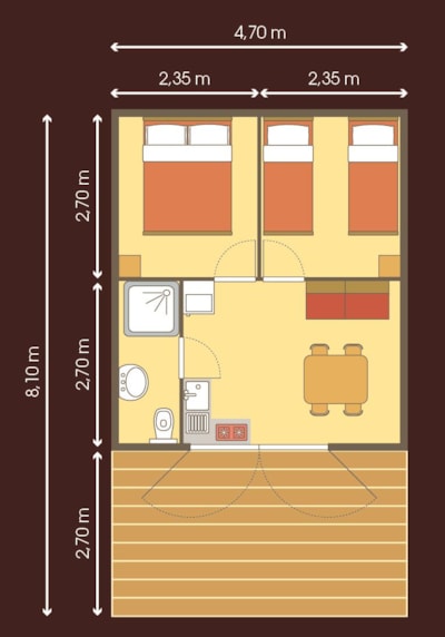 Lodge Erable Confort 25m²- 2 bedrooms + 12m² Covered terrace