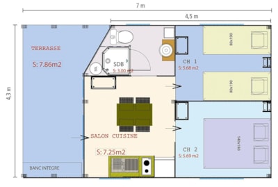 Lodge Noisetier Standard 22m² - 2 bedrooms + Covered terrace 8m²