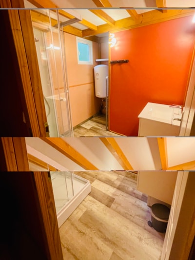 Premium Cèdre Chalet 35m² - 3 bedrooms + Semi-covered terrace 8m² + Air conditioning + TV
