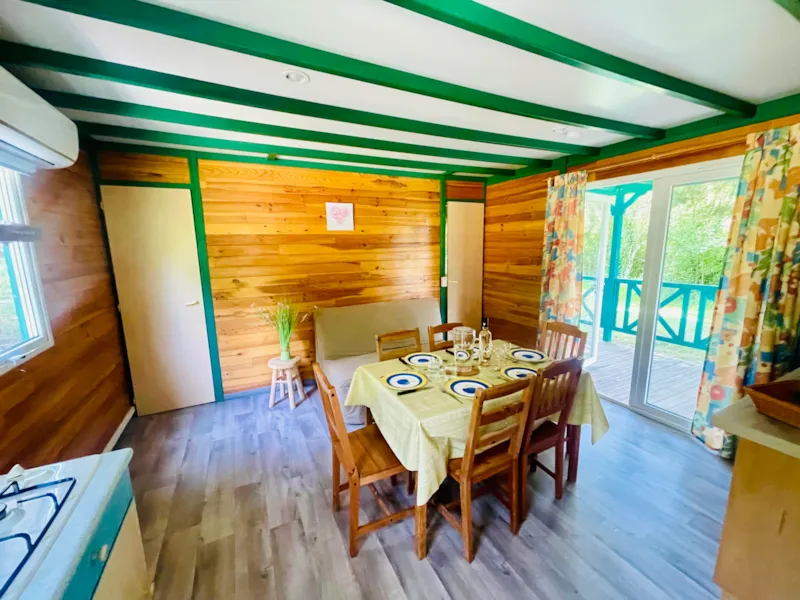 Chalet Douglas Premium 32M2 Climatisé - 2 Chambres + Terrasse Couverte 15M2 5/6 Personnes
