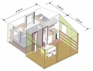 Canvas bungalow Standard 21m² (2 bedrooms) - without toilet blocks