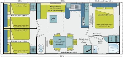 Mobilhome Confort  32m² (3 bedrooms) + terrace