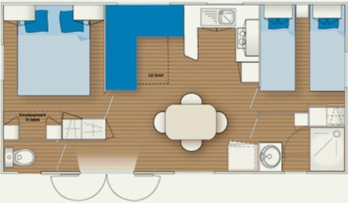 Mobilhome Confort 30M² (2 Chambres) + Terrasse Couverte