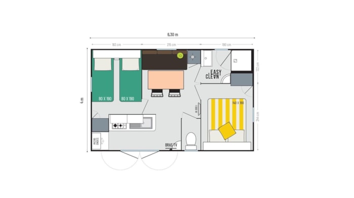 Mobil Home Confort 23M² (2 Chambres) + Tv + Terrasse Couverte