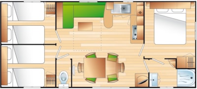 Mobil home "Loisirs" - 2 bedrooms - 7-14 years- TV-heating — 2