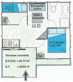 Chalet 4 21m² + sheltered terrace  2 bedrooms — 5