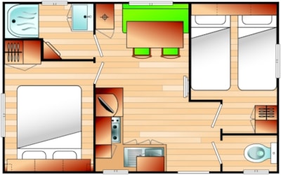 Mobile-home 4 Confort 23 m² Half-covered terrace 12 m² — 8