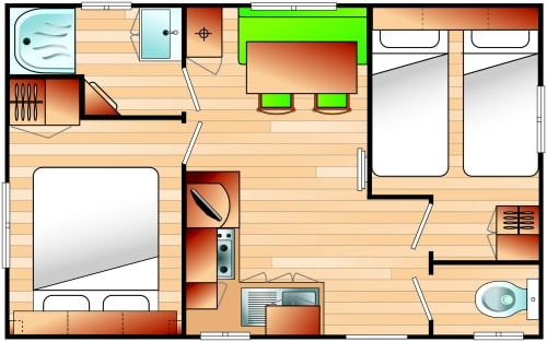 Mobil Home 4 Confort 23 M² + Terrasse Semi-Couverte 12 M² 4 Pers