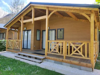 Location - Chalet 5 Premium 35M2 + Terrasse Couverte 17M2, 3 Chambres - Camping du Lac Mercus