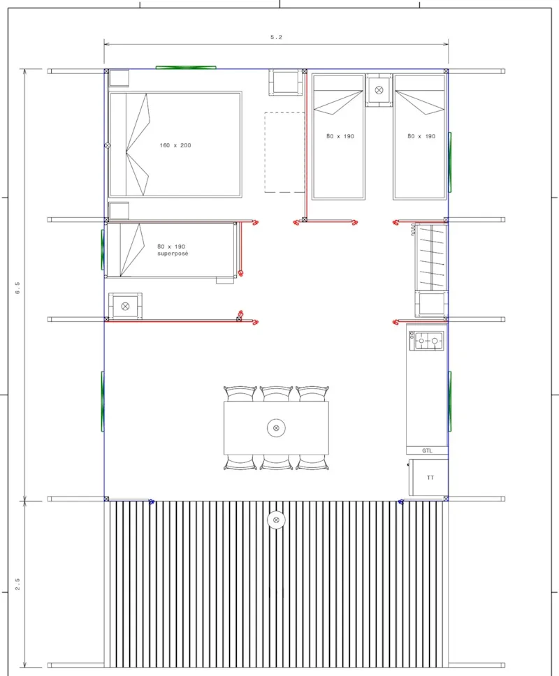 Tente Woodlodge Confort Family 34M² - 3 Chambres - Sans Sanitaire