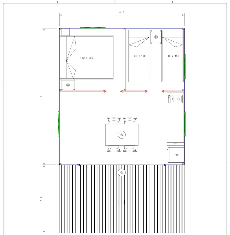 Tente Woodlodge Confort 23M² 2 Chambres - Sans Sanitaire