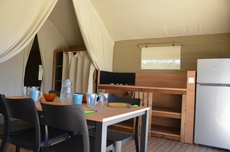 Tente Woodlodge Confort Family 34M² - 3 Chambres - Sans Sanitaire