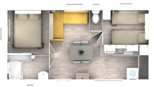 Mobile-home Premium 29m² -2 bedrooms +TV -  Dishwasher + air conditionning