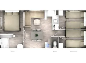 Mobil-Home Premium 33M² Climatisé - 3 Chambres +Tv + Lave Vaisselle
