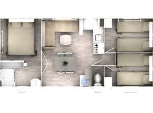 Mobile-home Premium 33m² AIR-CONDITIONED - 3 bedrooms +TV - Dishwasher + Plancha