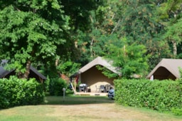 Location - Tente Woodlodge Confort Family 34M² - 3 Chambres - Sans Sanitaire - Flower Camping LES MIJEANNES