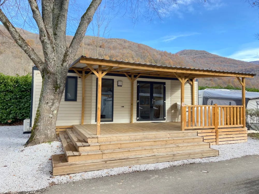 Location - Mobil-Home Confort 27M² - 2 Chambres + Terrasse Couverte + Clim Réversible + Tv - Flower Camping La Marmotte