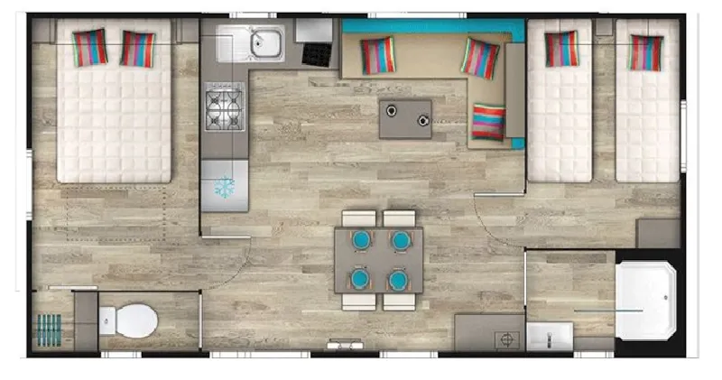Mobil-Home Confort 27M² - 2 Chambres + Terrasse Couverte + Clim Réversible + Tv