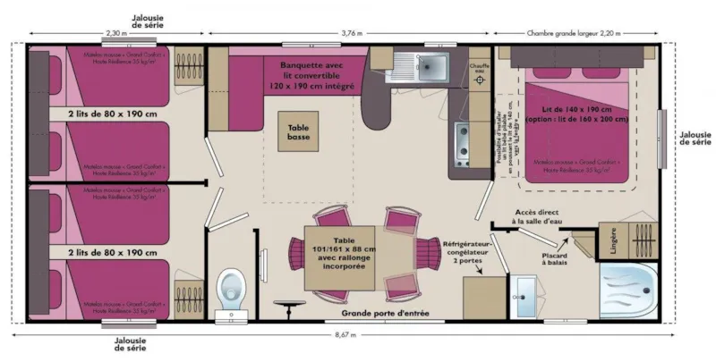Mobil-Home Rhododendron 32M² - Arrivée Samedi,