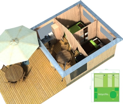 Canvas bungalow  Standard 16m² - 2 bedrooms - without toilet blocks