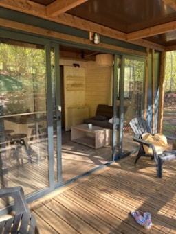 Huuraccommodatie(s) - Chalet Victoria Confort 20M²- 1 Slaapkamer + Tv + Overdekt Terras - Flower Camping LA BEXANELLE