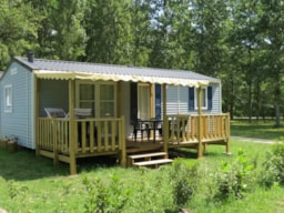 Mietunterkunft - Mobilheim Family 36M² 3 Schlafzimmer, Mit Überdachter Terrasse 15M² (6 Personen Und 1 Fahrzeug Inbeg - Camping Naturiste du Lac de Lislebonne