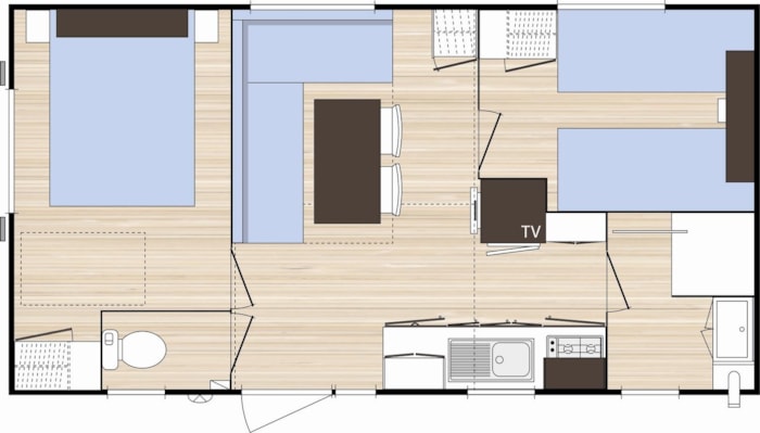 Mobil-Home Espace 29M² 2 Chambres, Avec Terrasse 12M² (4 Personnes Et 1 Véhicule Inclus)