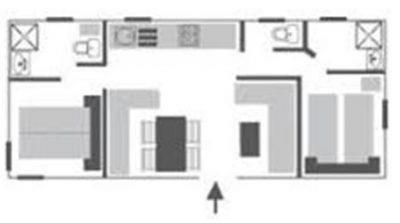 Mobilhome DUO - 2 bedrooms, 2 bathrooms, Dishwasher, 43,5m² with terace