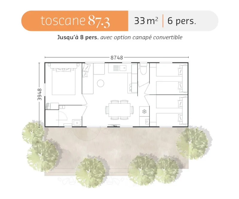 Mobil-Home 3 Chambres Rideau 33M²