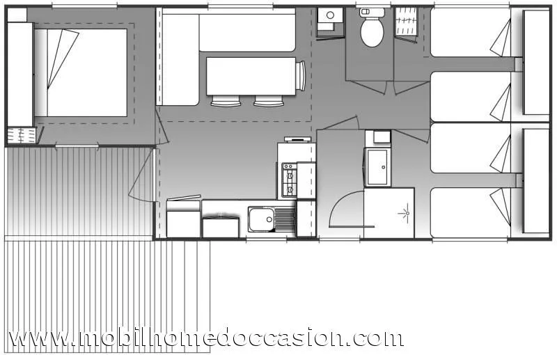 Mobil-Home Confort 38 M² (3 Chambres) + Terrasse Couverte