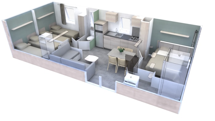 Homeflower Premium 35M² (3 Chambres) + Terrasse Couverte