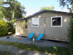 Mietunterkunft - Chalet 35M² (3 Zimmer) Überdachte Terrasse Confort (Tv, Grill, Bettwäsche Vorhanden) - Camping L'Étang du Pays Blanc