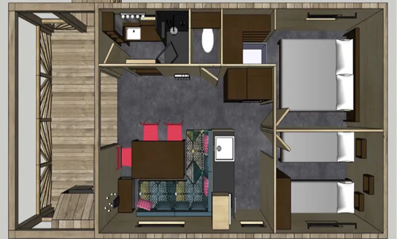 Cabane - 2 Chambres + 1 Convertible Dans Le Salon