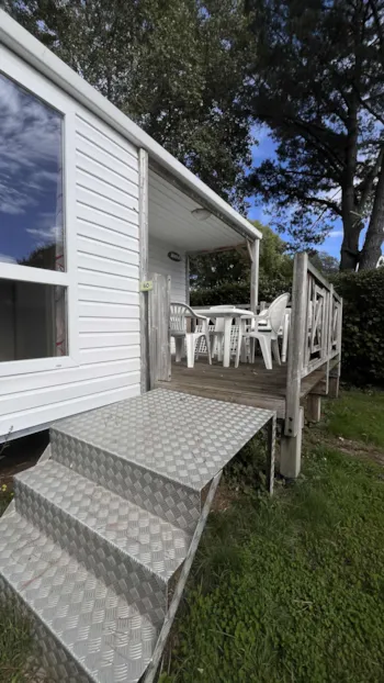 Mietunterkunft - Mobilheim + Überdachte Terrasse - Camping L'Étang du Pays Blanc