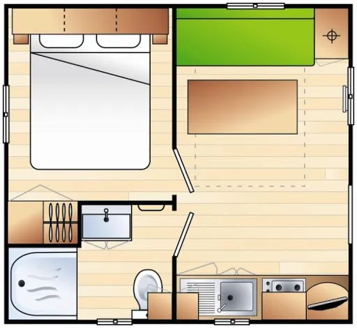 Mobil Home Standard 16M² - 1 Chambre - Terrasse
