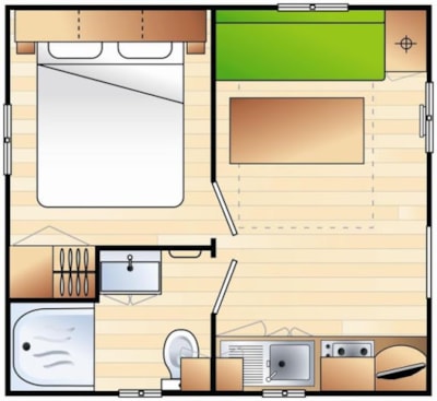 Mobile-home Standard 16m² - 1 Bedroom - Patio