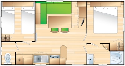 Mobile-home Standard 27m² - 2 Bedrooms - Terrace