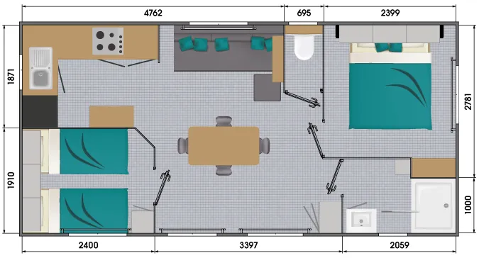 Mobil Home Premium 30M² - 2 Chambres - Terrasse Couverte