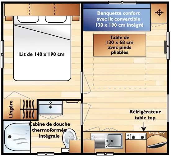 Chalet Confort 16 M² - 1 Chambre - Climatisation (Possibilité Couchage D'appoint)
