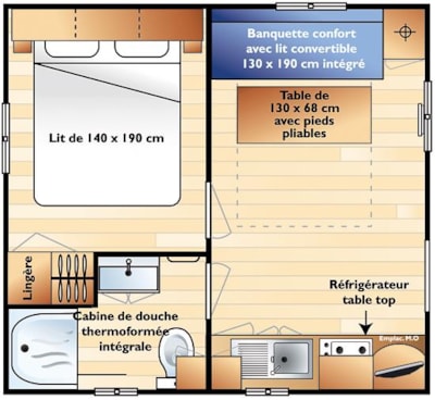 Chalet Confort 16 m² - 1 bedroom - air-conditioning (possibility of extra bed) — 6
