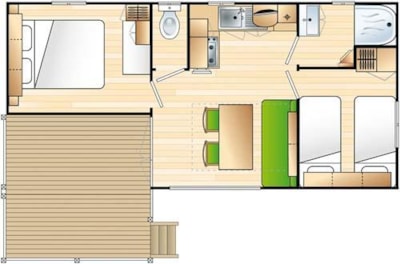 Mobile-home Confort 28 m² - 2 bedrooms - air-conditioning — 7