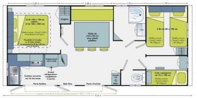 Mobile-home Confort + 32 m² - 3 bedrooms - air-conditioning — 7
