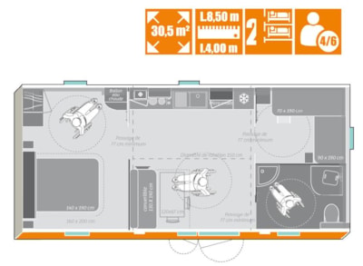 Mobile-home Confort 28 m² - 2 bedrooms - air-conditioning adapted to the people with reduced mobility — 5