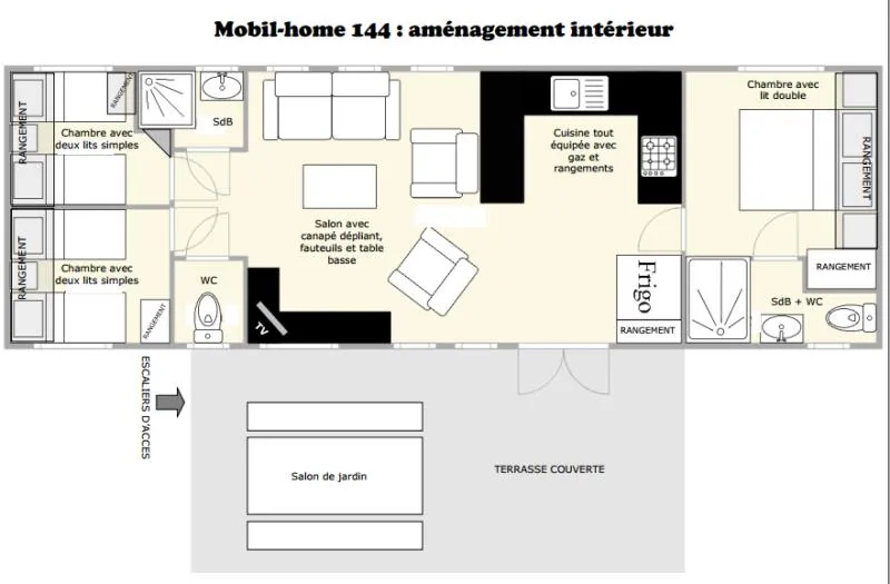 Mobil-Home Premium 110 40M² - 3 Chambres - Climatisation