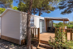Alojamiento - Mobile-Home Comfort Xl 28M² |2 Bedrooms| Air-Conditioning| Tv| Balcony Terrace - Homair-Marvilla - Camping La Presqu'Ile