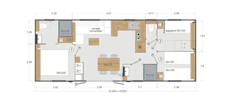 L'ile - Mobil-Home Haut De Gamme  3 Chambres